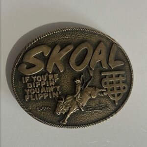 Vintage Skoal Solid Brass Belt Buckle